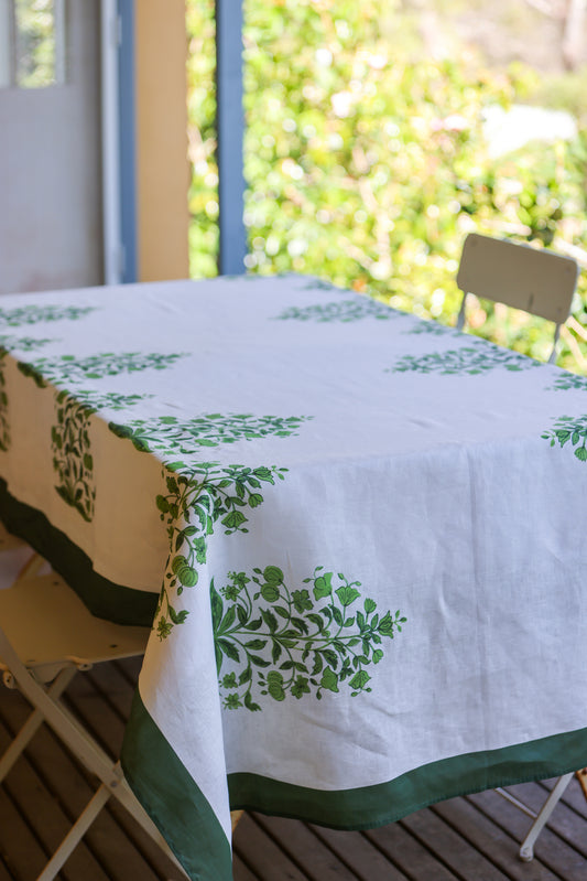 Jaipur Floral Block Kelly Tablecloth